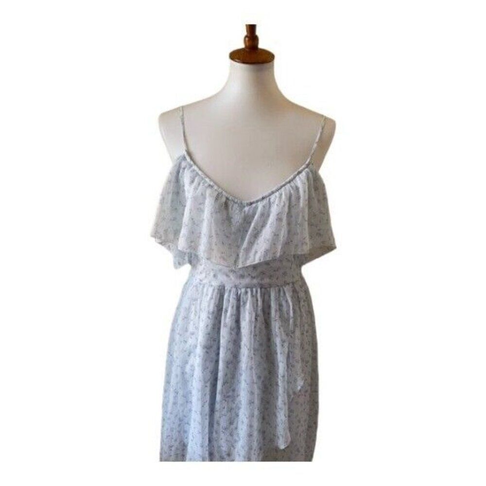 Abercrombie & Fitch Off the Shoulder High Low Blue Dress Chiffon Size XS - Picture 5 of 8